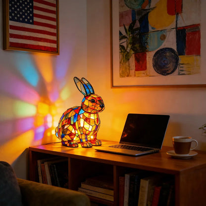 Poeurva witrażowa lampa w stylu leśnego króliczka 🐰✨
