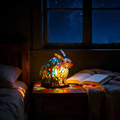 Poeurva witrażowa lampa w stylu leśnego króliczka 🐰✨