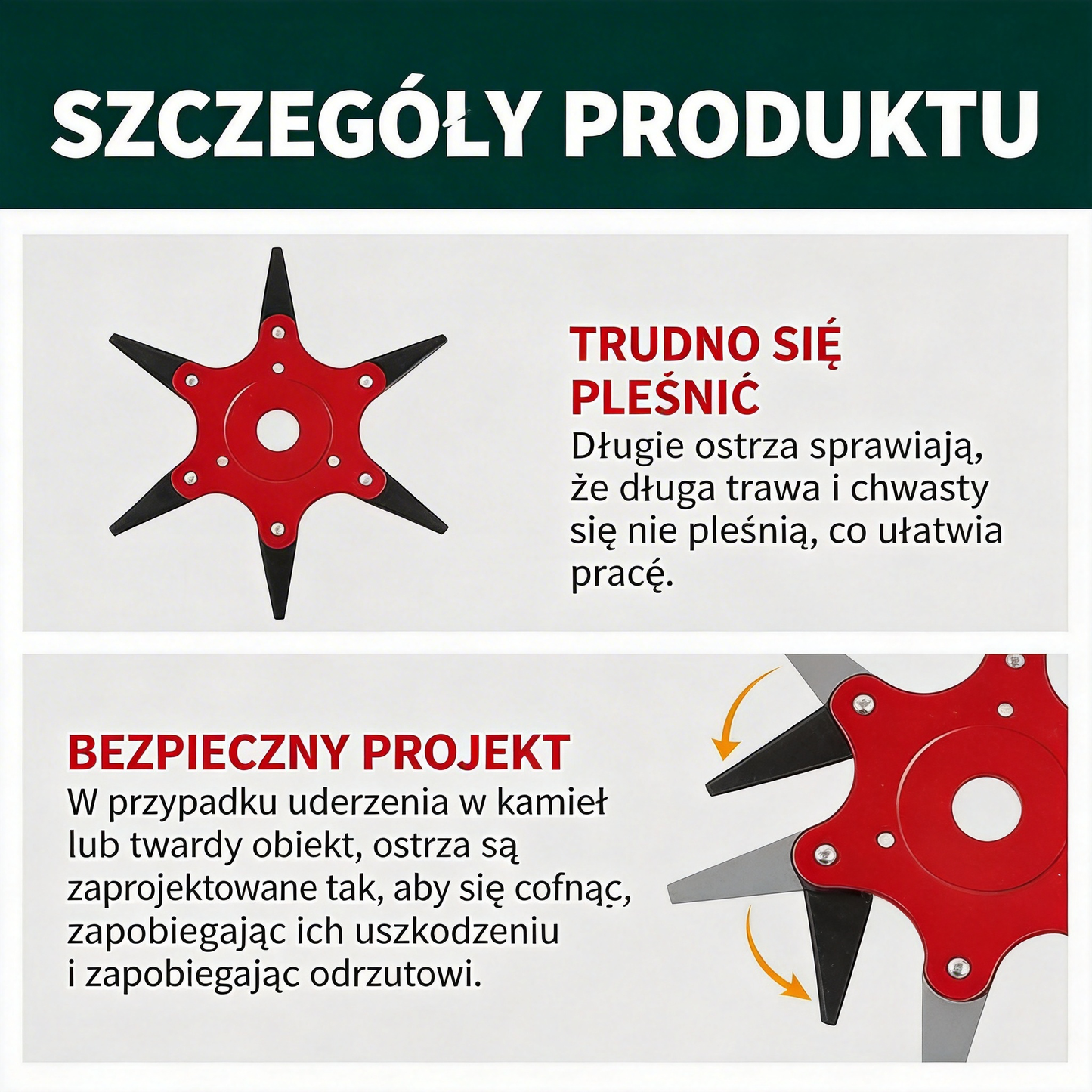 Wzmocnione i trwałe uniwersalne 6-ostrzowe ostrze do kosiarki 🌿 mocne koszenie trawy i zarośli, ostre i wydajne 💪🔥