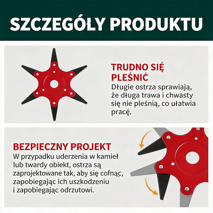 Wzmocnione i trwałe uniwersalne 6-ostrzowe ostrze do kosiarki 🌿 mocne koszenie trawy i zarośli, ostre i wydajne 💪🔥