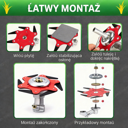 Wzmocnione i trwałe uniwersalne 6-ostrzowe ostrze do kosiarki 🌿 mocne koszenie trawy i zarośli, ostre i wydajne 💪🔥