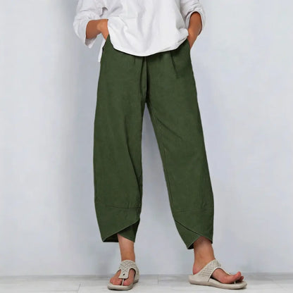 🎉 Ekskluzywna oferta dla członków | Jednokolorowe damskie spodnie z lnu i bawełny – Luźny krój, przewiewne letnie spodnie 7/8 w rozmiarach plus size ⭐